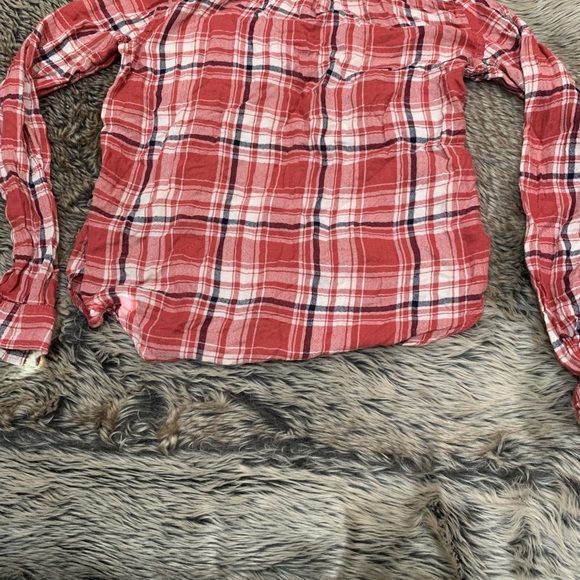 Paige Women plaid Ceder Cream / Evening Blue Long Sleeve Button-Down Shirt Size - Picture 5 of 7